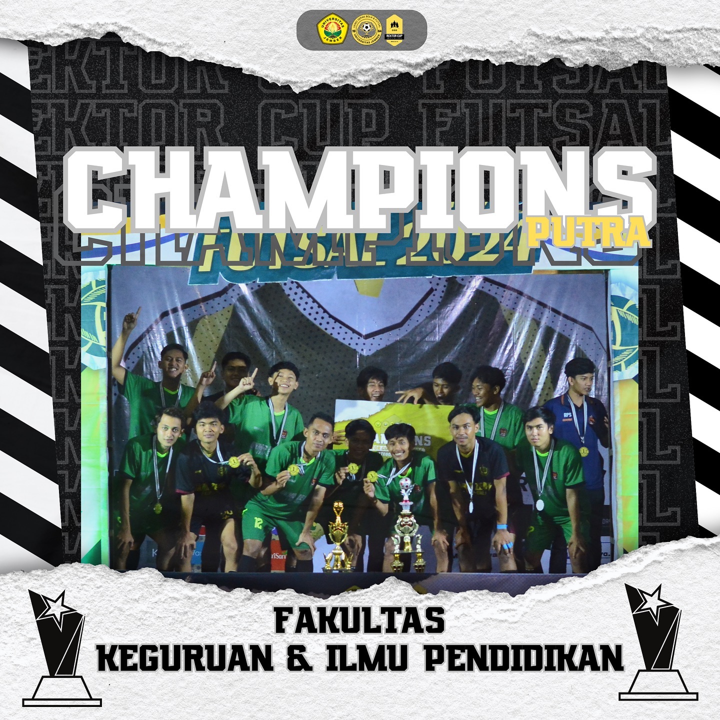 Tim Futsal Putra FKIP Universitas Jember Juara 1 Rektor Cup 2024 Universitas Jember