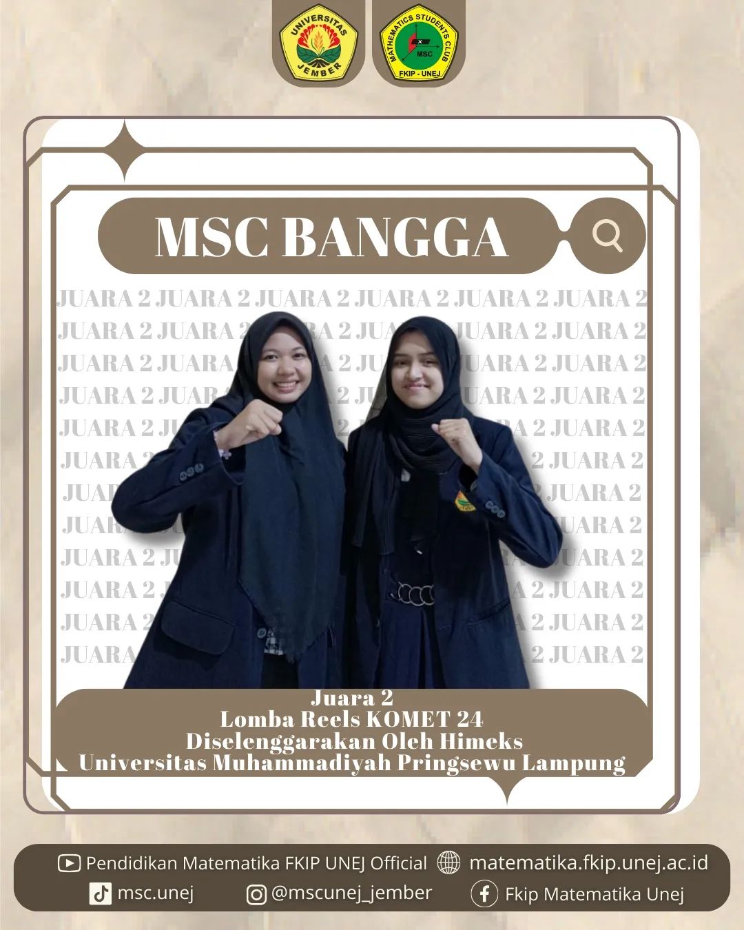 Dua Mahasiswa Pendidikan Matematika Menangkan Lomba Reels