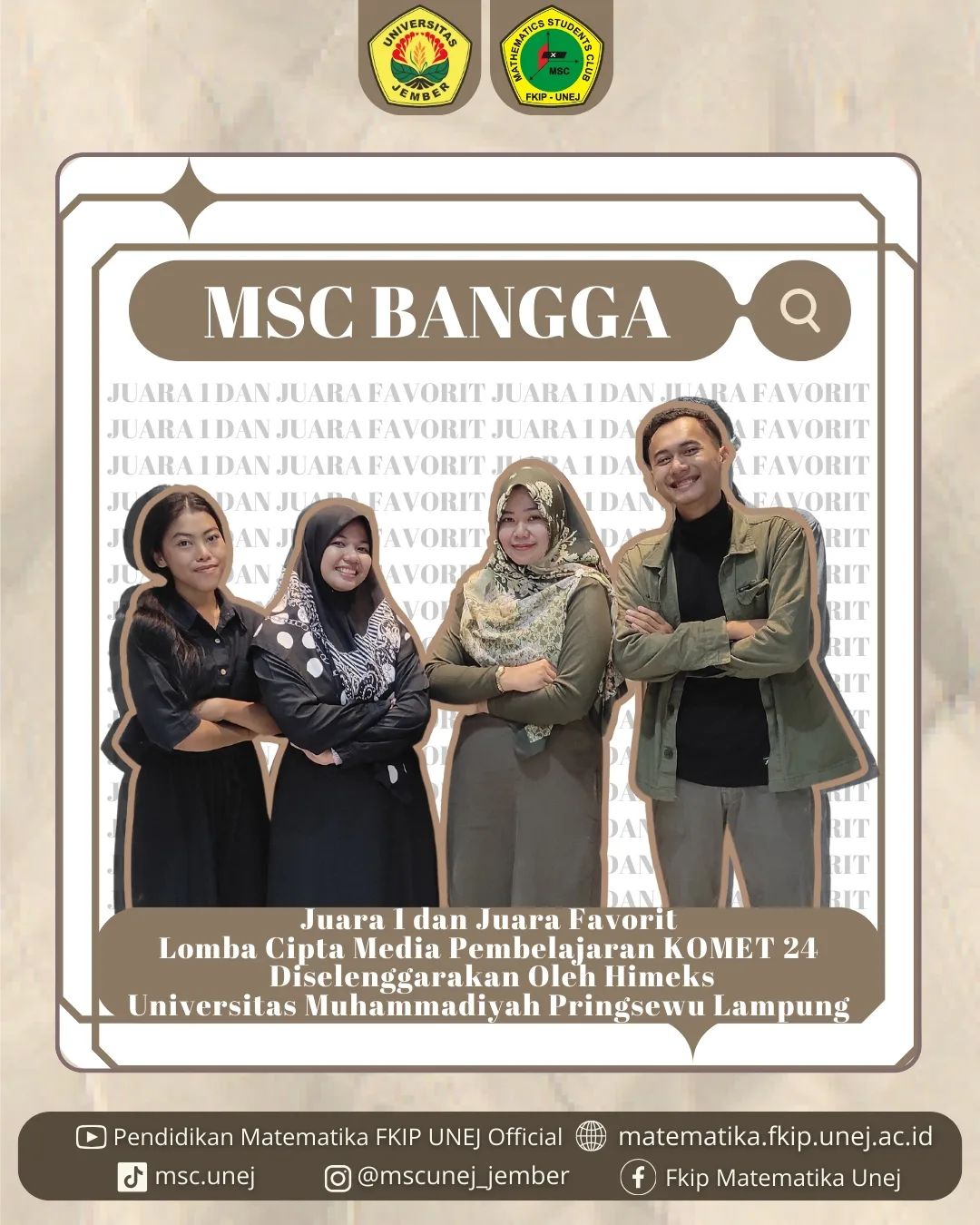 Tiga Mahasiswa Pendidikan Matematika Menangkan Lomba Cipta Media Pembelajaran