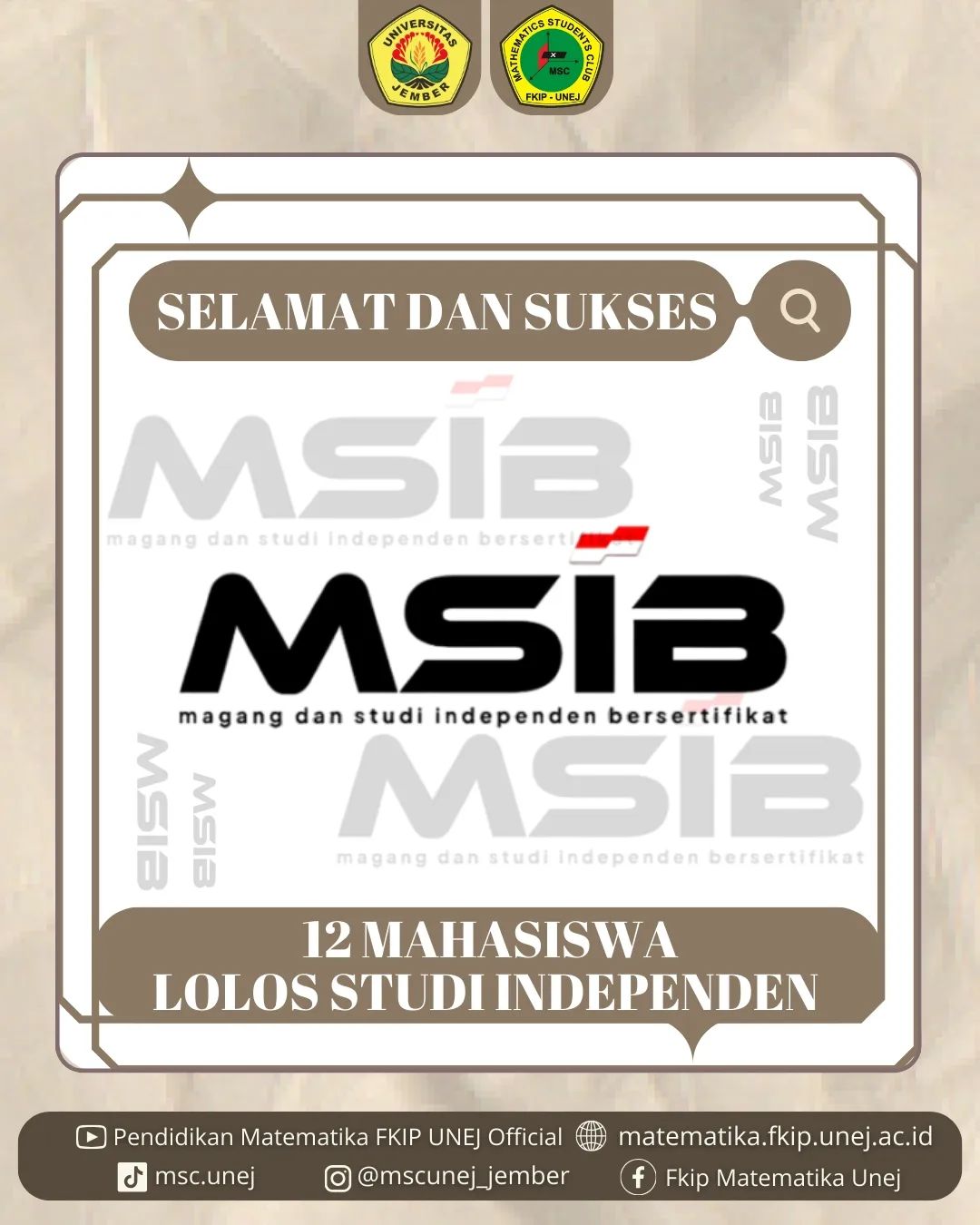 Dua Belas Mahasiswa Pendidikan Matematika Lolos Studi Independen
