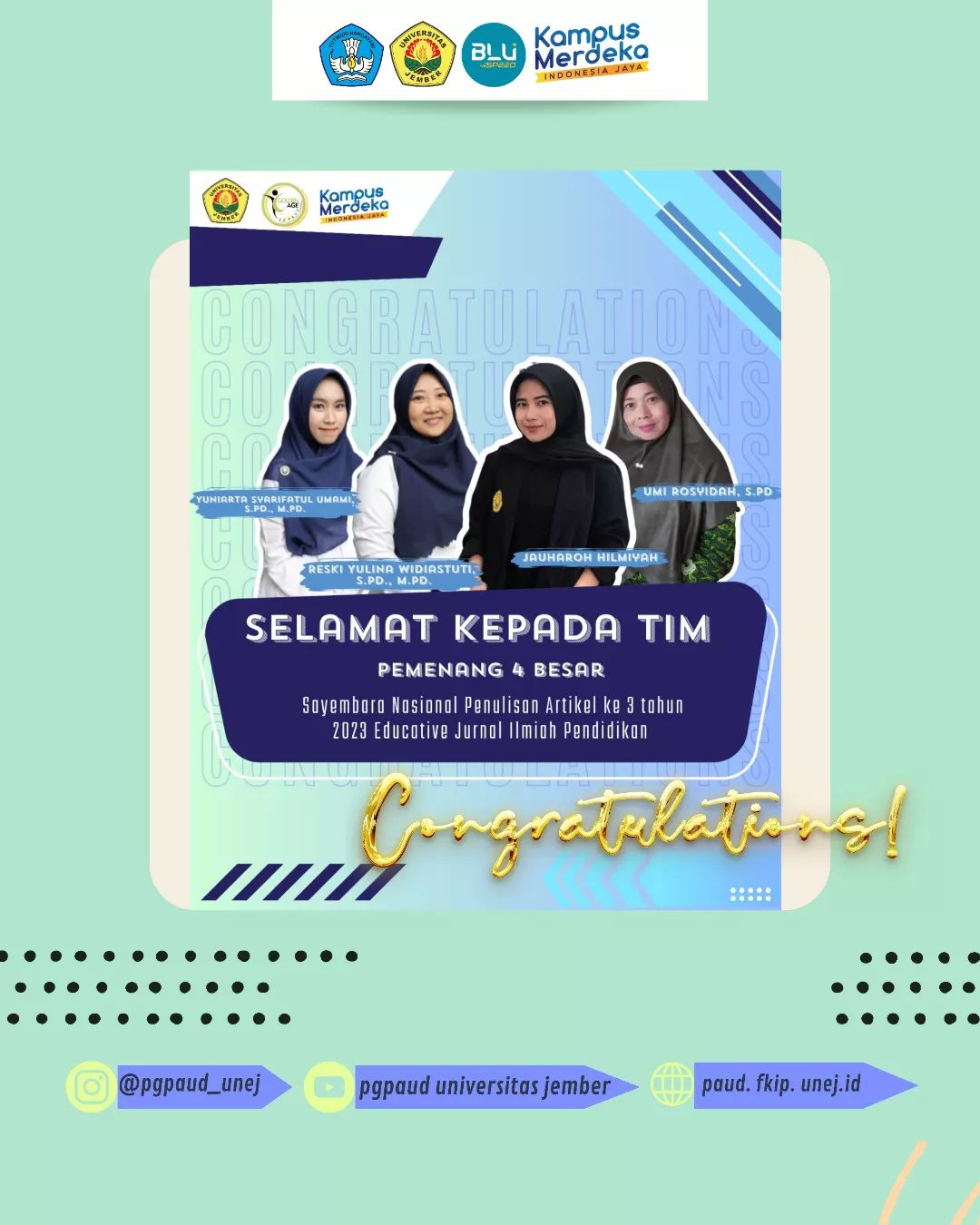 Mahasiswa PGPAUD Jadi 4 Besar Sayembara Penulisan Artikel