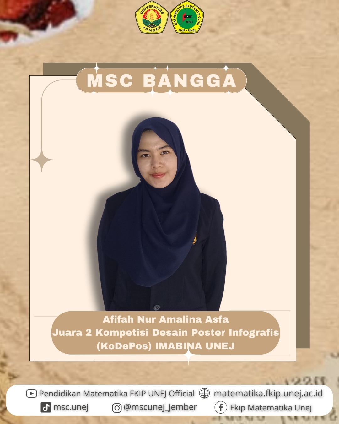 Prestasi Juara 2 Diraih Mahasiswa Pendidikan Matematika dalam Kompetisi Desain Poster Infografis oleh Universitas Jember