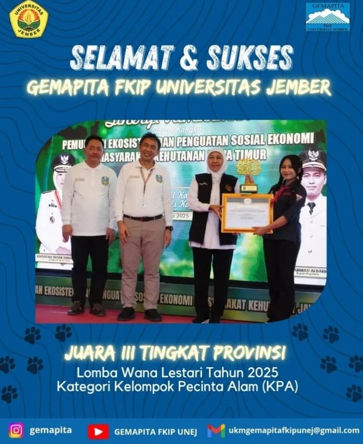 GEMAPITA FKIP Universitas Jember Raih Juara III Lomba Wana Lestari Tingkat Provinsi