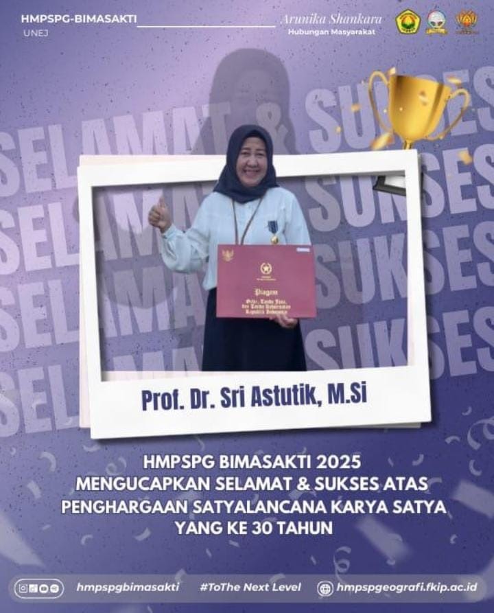 Apresiasi Pengabdian 30 Tahun, HMPS Geografi Bimaksakti FKIP UNEJ Beri Penghargaan Satyalancana kepada Dosen