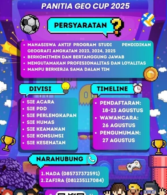 HMPS Geografi Bimaksakti FKIP Unej Buka Pendaftaran Panitia Geo Cup 2025