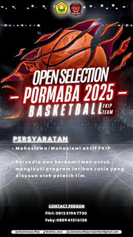 Sambut PORMABA 2025, UKMO Zeus FKIP UNEJ Gelar Seleksi Terbuka untuk Pecinta Basket