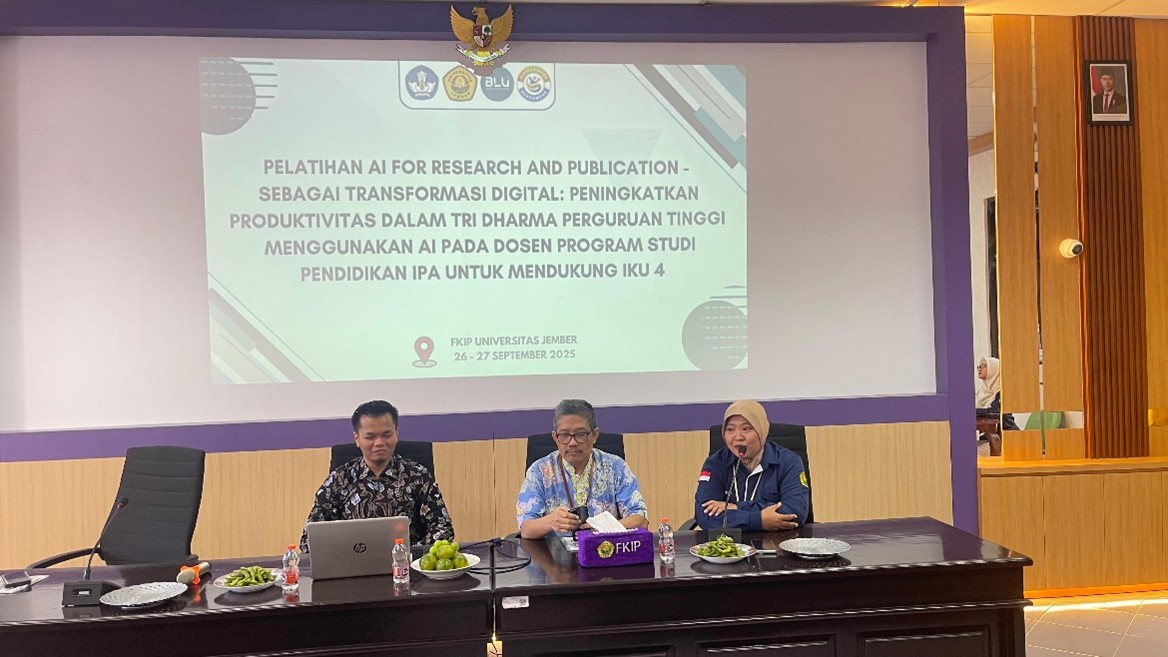 Pelatihan AI for Productivity (Research and Publication, Smart Teaching, dan Data Analysis) sebagai Transformasi Digital: Peningkatkan Produktivitas dalam Tri Dharma Perguruan Tinggi menggunakan AI pada Dosen Program Studi Pendidikan IPA untuk mendukung IKU 4