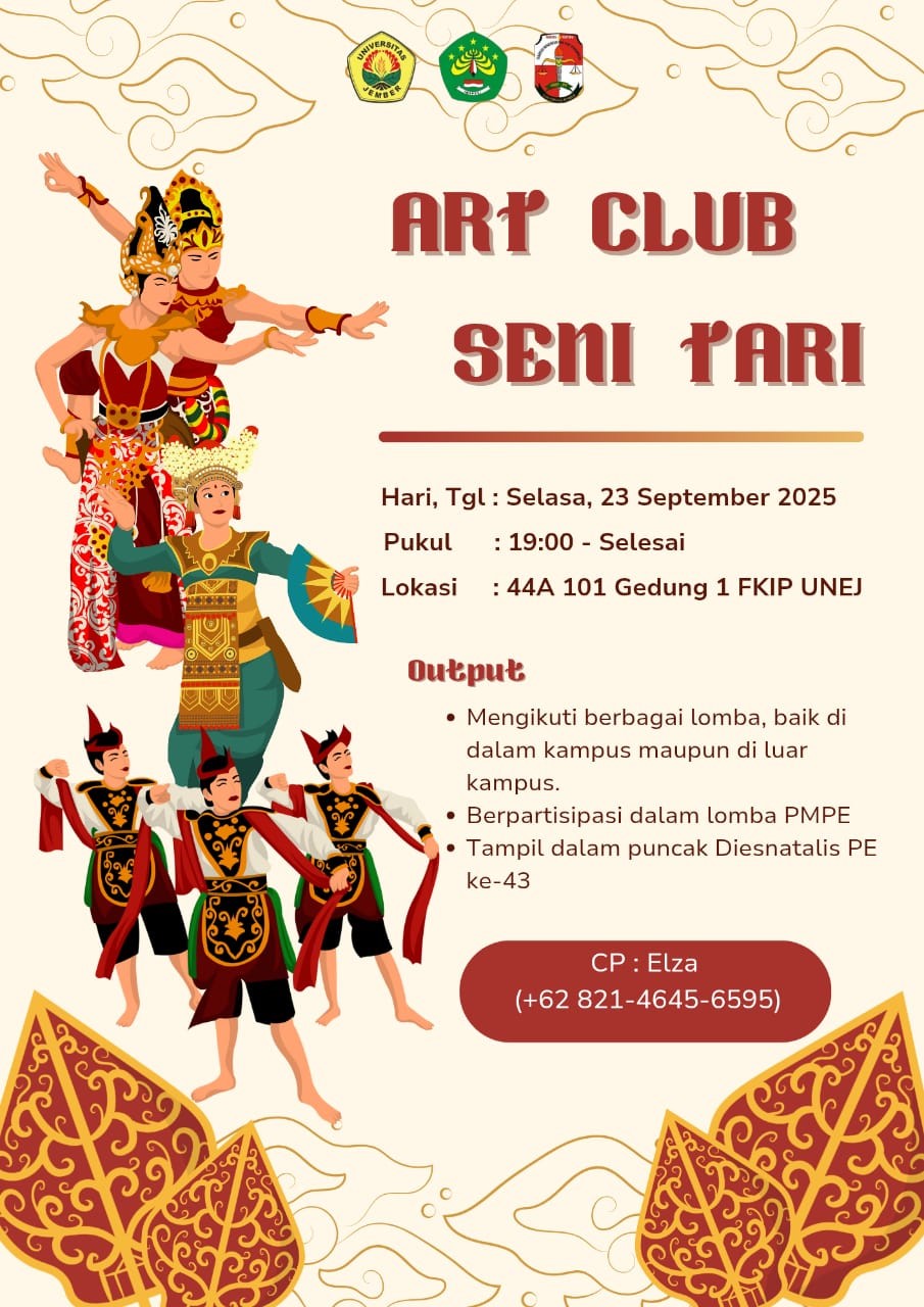 Pendaftaran Terbuka Art Club Seni Tari FKIP UNEJ