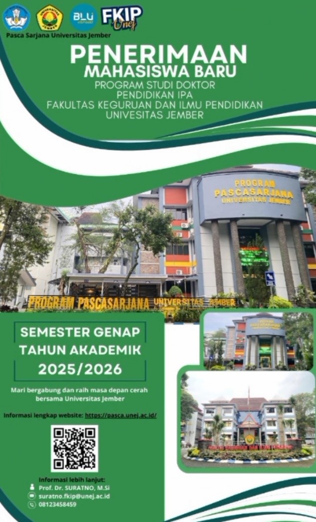 FKIP Universitas Jember Buka Pendaftaran Program Doktor Pendidikan IPA Semester Genap