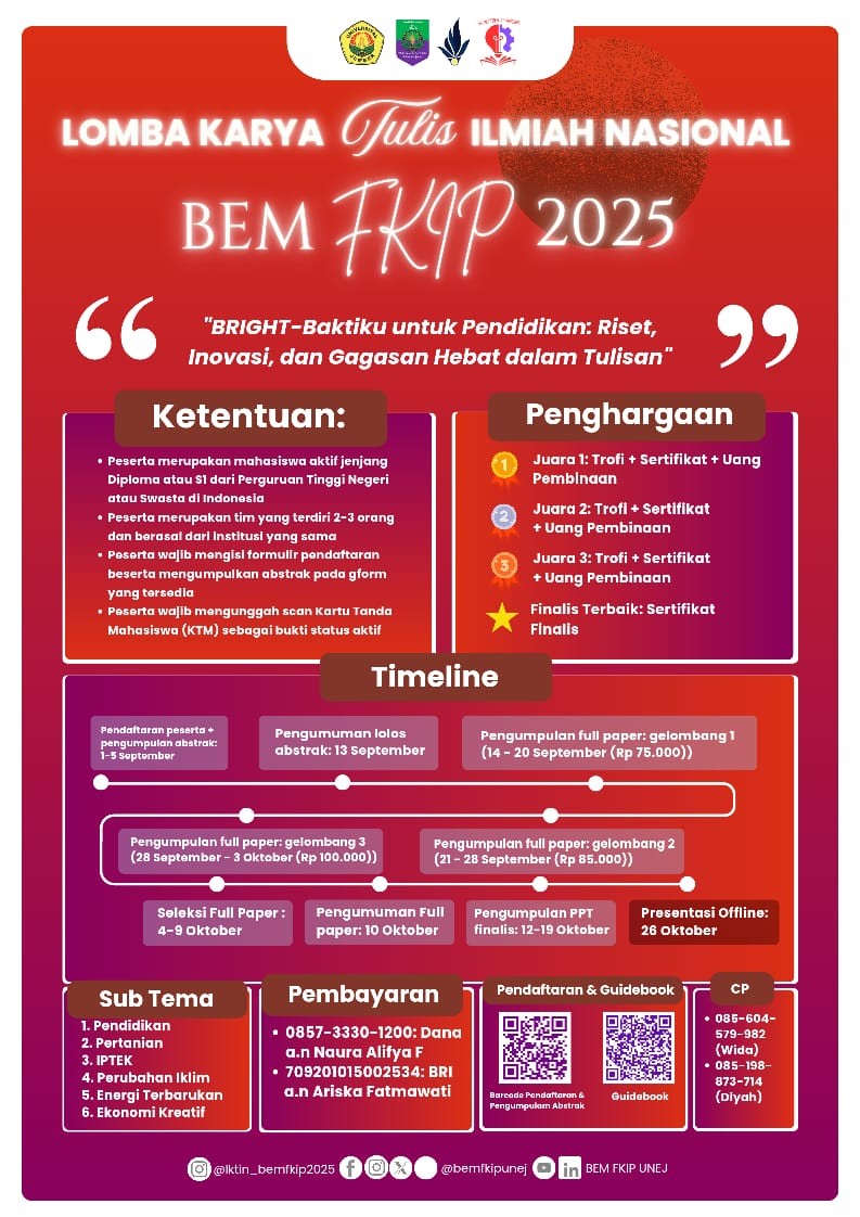 LOMBA KARYA TULIS ILMIAH NASIONAL BEM FKIP 2025 RESMI DIBUKA