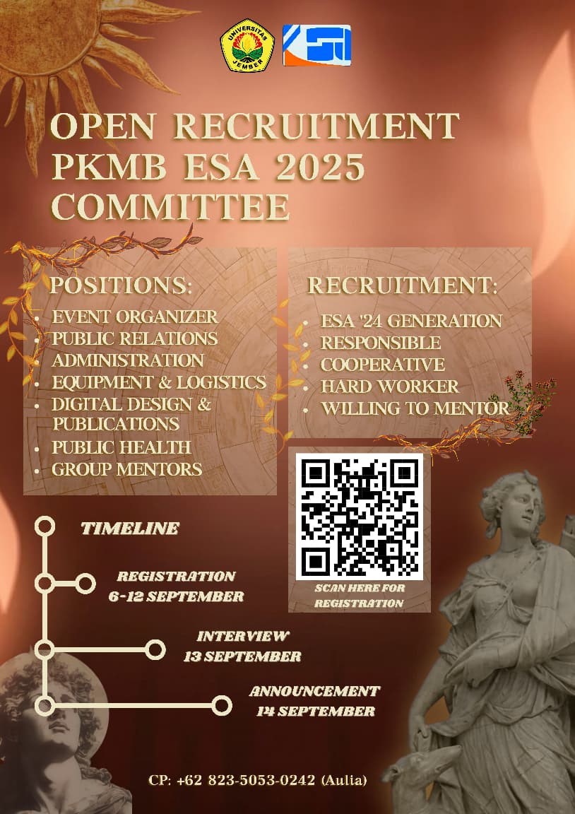 English Student Association (ESA) FKIP Universitas Jember Buka Rekrutmen Panitia PKMB 2025