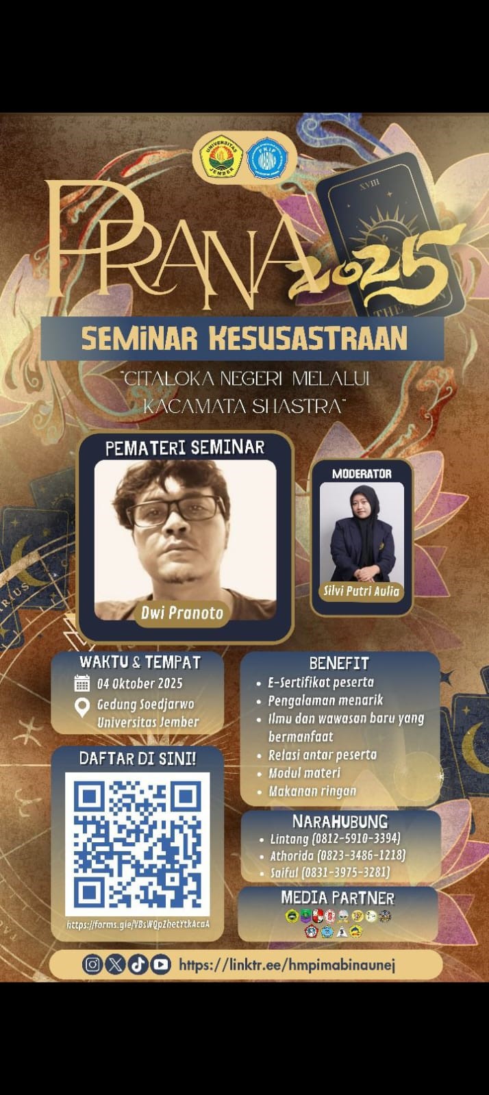 Seminar PRANA 2025 Ajak Mahasiswa Jelajahi ‘Citaloka Negeri’ Melalui Sastra