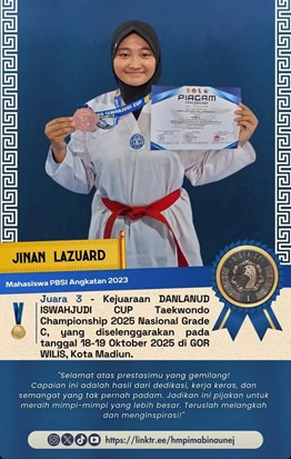 Mahasiswi PBSI Unej Raih Juara 3 Kejuaraan Taekwondo Nasional Danlanud Iswahjudi Cup 2025