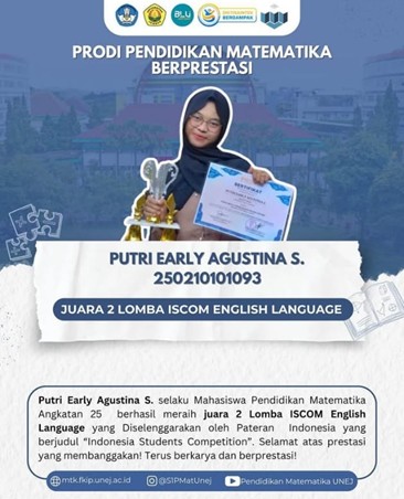 Mahasiswi Pendidikan Matematika FKIP UNEJ Raih Juara 2 Lomba ISCOM English Language