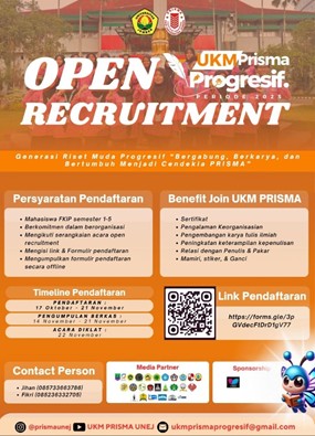 UKM PRISMA FKIP UNEJ Buka Open Recruitment Anggota Baru, Ajak Mahasiswa FKIP Bergabung untuk Generasi Riset Muda Progresif