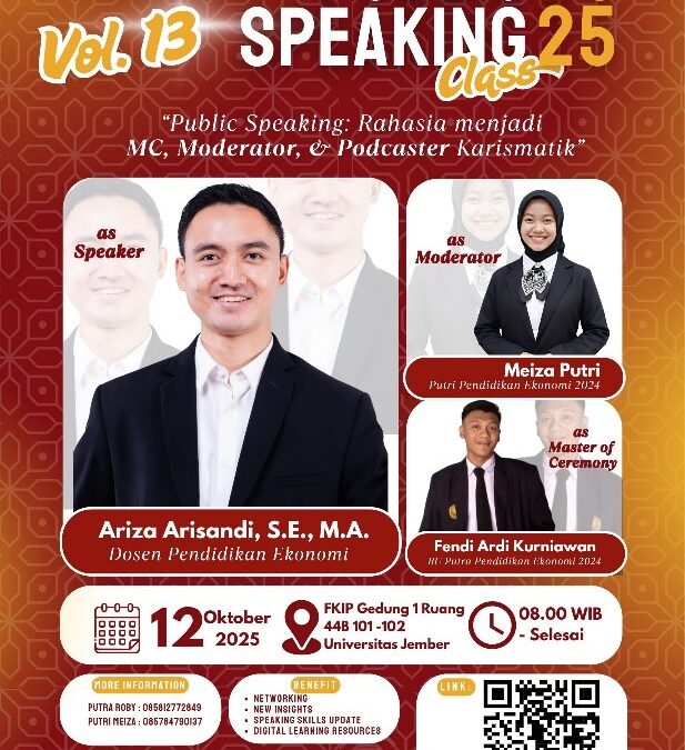 Putra Putri Pendidikan Ekonomi FKIP UNEJ Selenggarakan Public Speaking Class Vol. 13