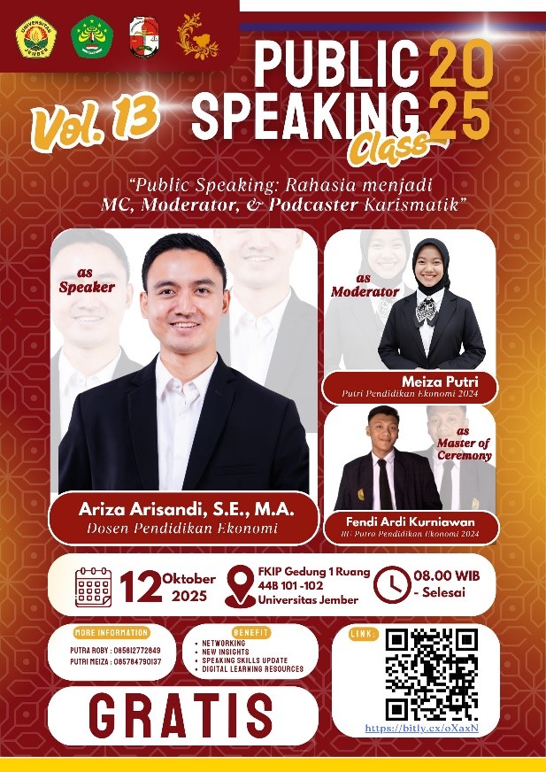 Putra Putri Pendidikan Ekonomi FKIP UNEJ Selenggarakan Public Speaking Class Vol. 13