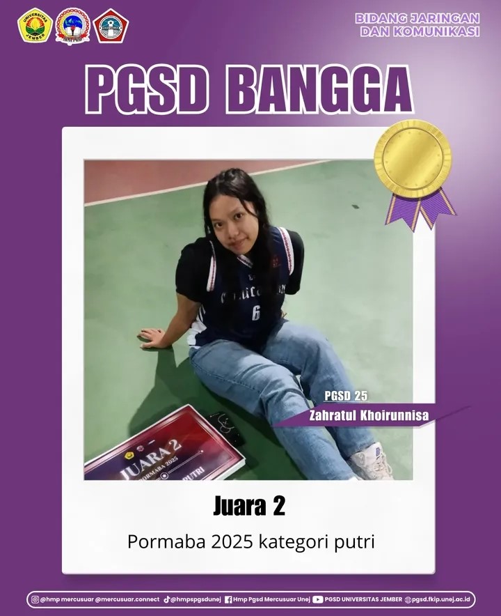 Zahratul Khoirunnisa Bawa Pulang Gelar Runner-up Pormaba 2025 untuk PGSD UNEJ