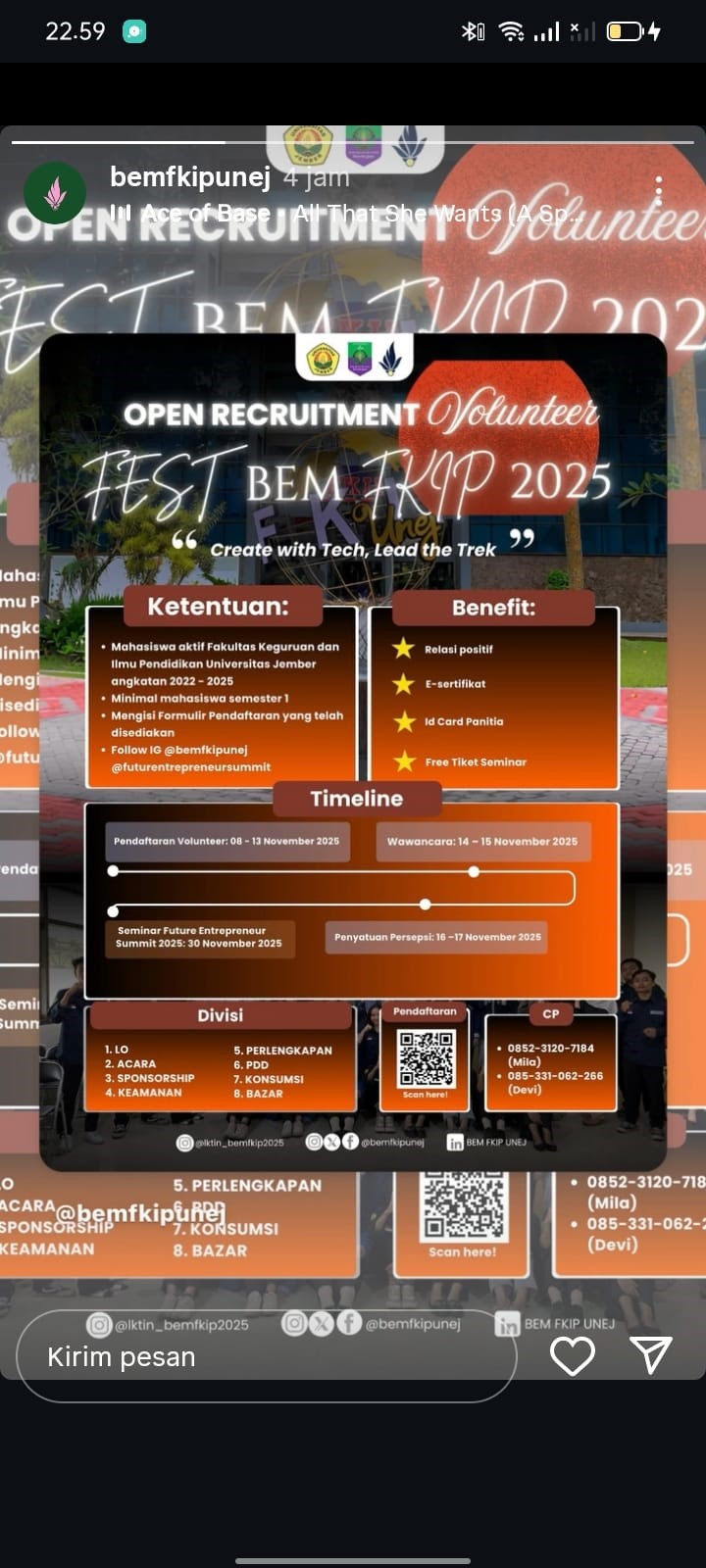 BEM FKIP UNEJ Buka Pendaftaran Volunteer Fest 2025