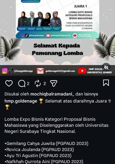 Kuasai Wirausaha: Mahasiswa PGPAUD UNEJ Borong Juara 1 Lomba Expo Bisnis Nasional