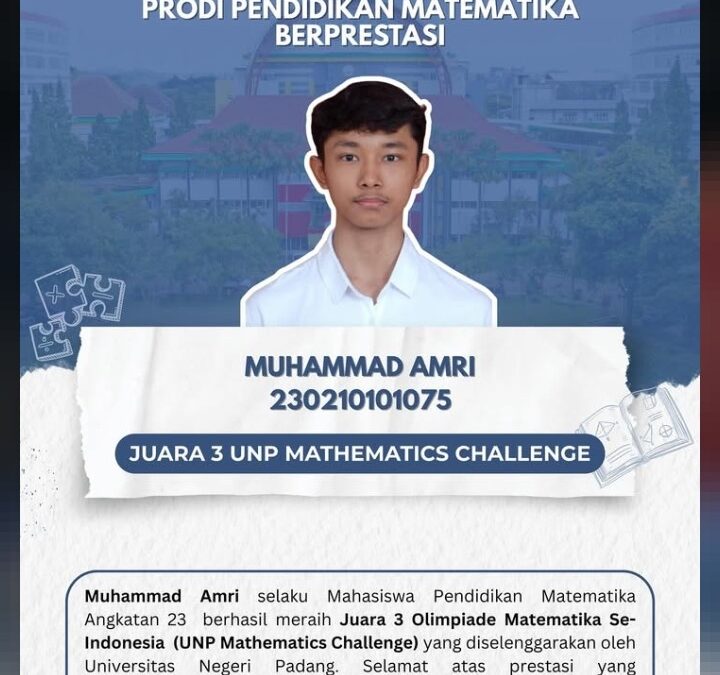 Mahasiswa Pendidikan Matematika UNEJ Raih Juara 3 UNP Mathematics Challenge