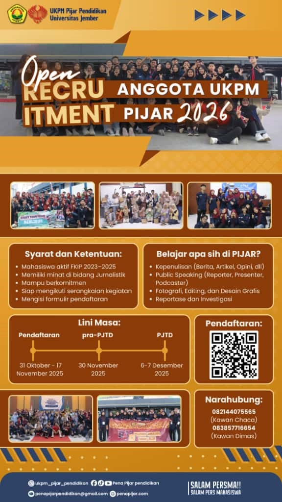 UKPM Pijar FKIP Universitas Jember Resmi Buka Rekrutmen Anggota Baru Tahun 2026