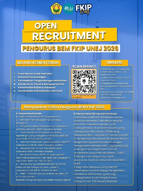 BEM FKIP Universitas Jember Buka Pendaftaran Pengurus Periode 2026: Ajak Mahasiswa Berkontribusi Nyata