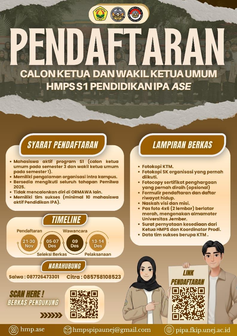HMPS Pendidikan IPA ASE Buka Pendaftaran Ketua dan Wakil Ketua Umum Baru