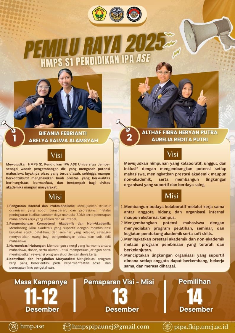 Mahasiswa Pendidikan IPA Universitas Jember Bersiap Tentukan Pemimpin Baru dalam Pemilu Raya 2025