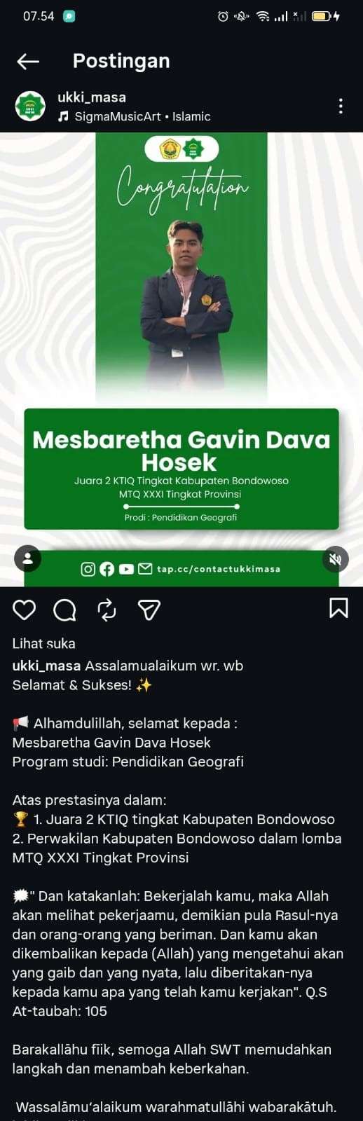 Mahasiswa Pendidikan Geografi Universitas Jember Raih Juara 2 KTIQ Tingkat Kabupaten Bondowoso
