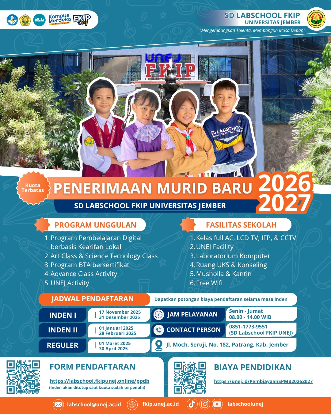 “Mengembangkan Talenta, Membangun Masa Depan”: SD Labschool FKIP Universitas Jember Resmi Buka Pendaftaran Peserta Didik Baru TA 2026/2027
