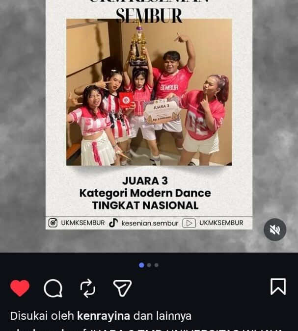 UKM Kesenian Sembur Universitas Jember Raih Juara 3 Nasional Kompetisi Modern Dance di Surabaya