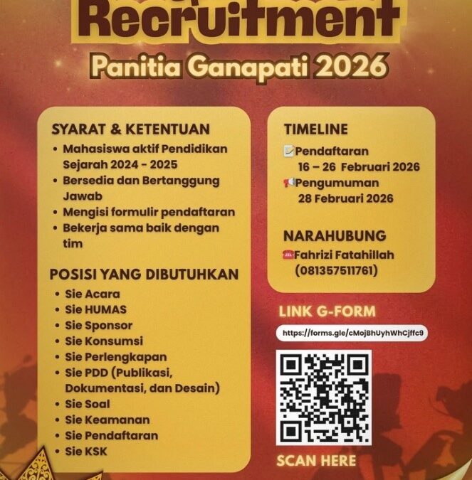 HMP Sejarah FKIP Universitas Jember Buka Rekrutmen Panitia Ganapati 2026