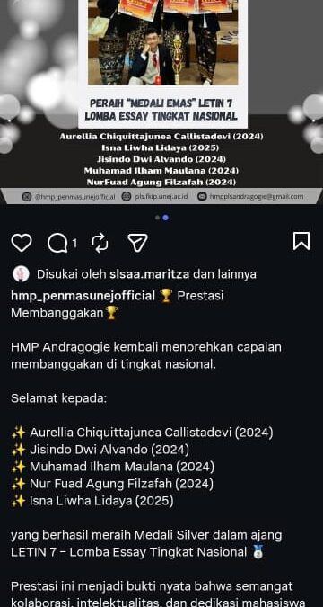 Mahasiswa PLS FKIP Universitas Jember Raih Medali dalam Ajang LETIN 7 Lomba Essay Nasional