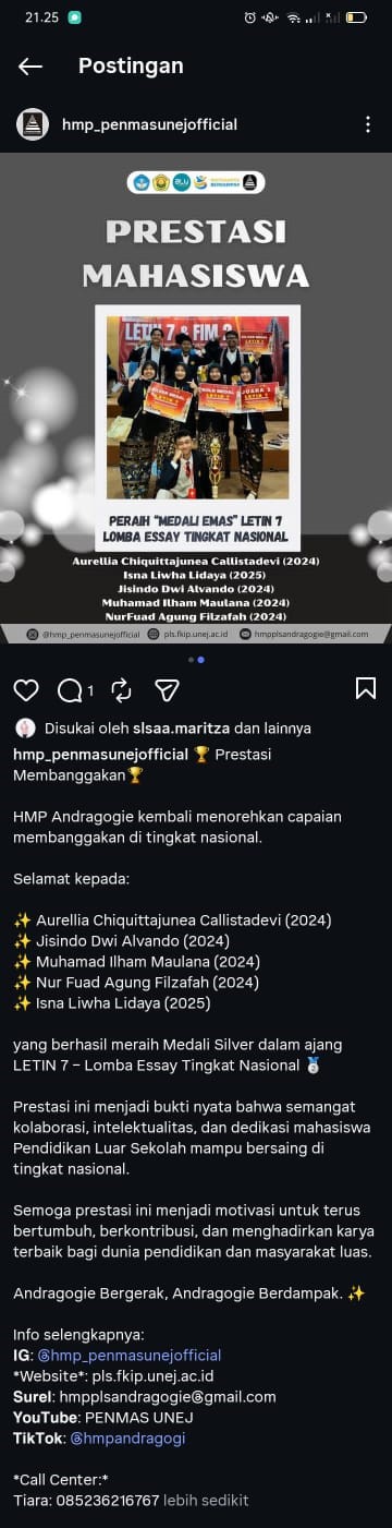 Mahasiswa PLS FKIP Universitas Jember Raih Medali dalam Ajang LETIN 7 Lomba Essay Nasional
