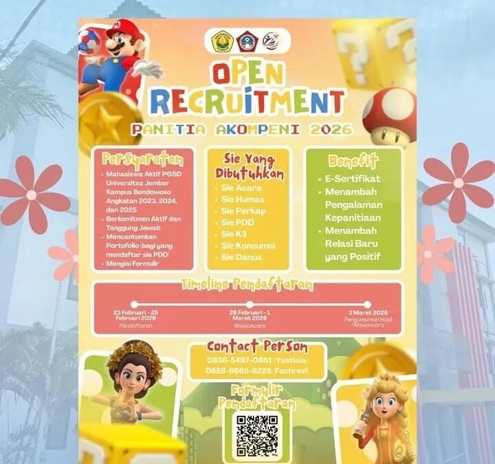 HMP PGSD Mercusuar BWS FKIP UNEJ Buka Open Recruitment Panitia AKOMPENI 2026