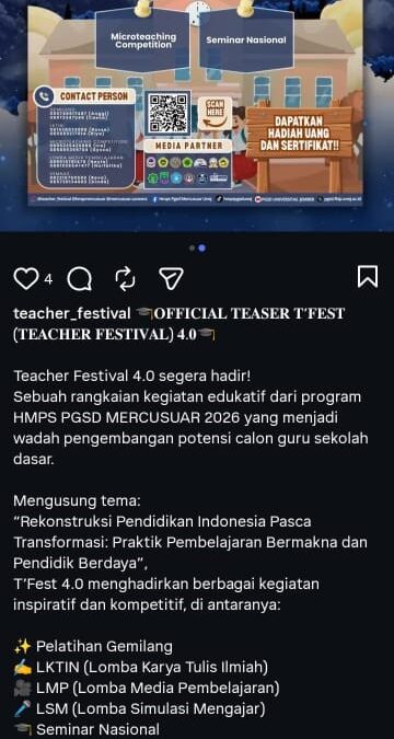 HMPS PGSD Mercusuar UNEJ Siap Gelar Teacher Festival 4.0, Hadirkan Rangkaian Kompetisi dan Seminar Nasional