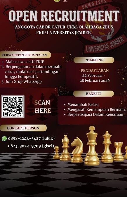 UKM-O Zeus FKIP Universitas Jember Buka Open Recruitment Anggota Cabor Catur 2026