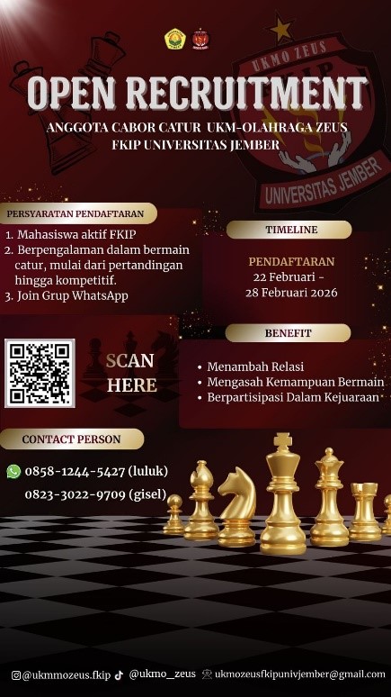 UKM-O Zeus FKIP Universitas Jember Buka Open Recruitment Anggota Cabor Catur 2026
