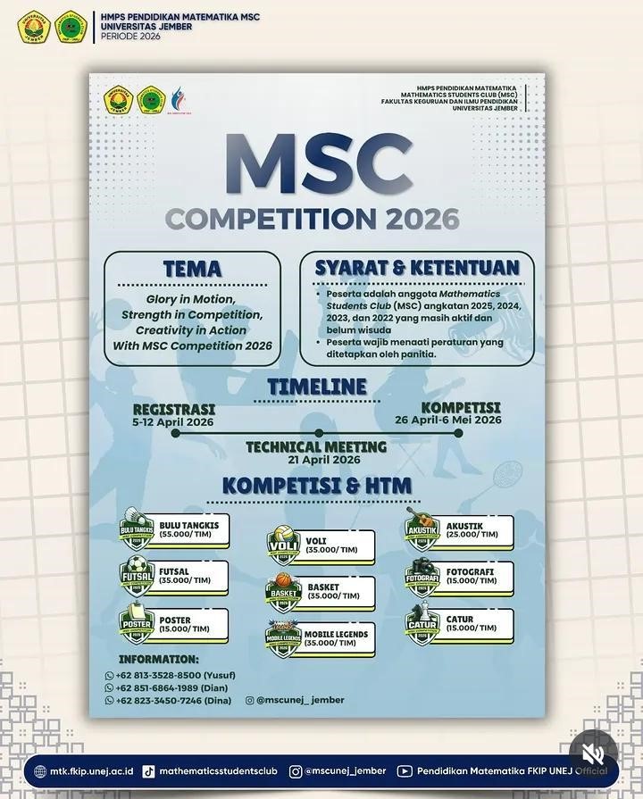 MSC Competition 2026 Resmi Dibuka, Wadah Sportivitas dan Kreativitas Mahasiswa FKIP Universitas Jember