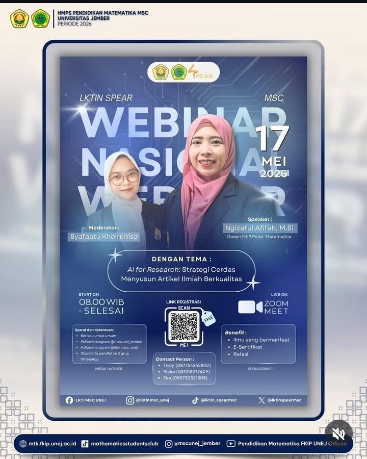 Mendukung Kualitas Karya Tulis Ilmiah di Era Digital, LKTIN SPEAR MSC 2026 Gelar Webinar Nasional Terkait Pemanfaatan AI