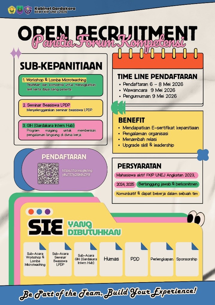 BEM FKIP UNEJ 2026 Buka Rekrutmen Panitia Forum Kompetensi untuk Mahasiswa Aktif