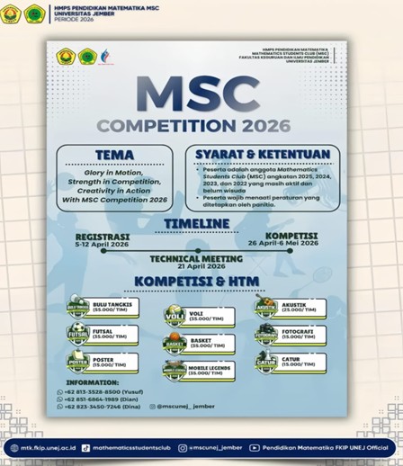MSC Competition 2026 Oleh HMPS Pendidikan Matematika “Glory in Motion, Strength in Competition, Creativity in Action”