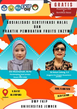 DWP FKIP Universitas Jember Gelar Sosialisasi Sertifikasi Halal dan Praktik Pembuatan Fruits Enzyme