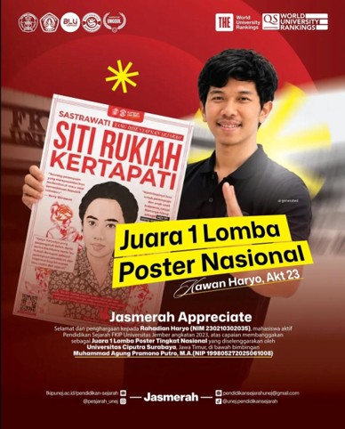 Kalahkan 605 Peserta, Mahasiswa Pendidikan Sejarah UNEJ Raih Juara 1 Poster Nasional