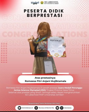Bersinar di Kancah Provinsi, Siswi SD Labschool FKIP UNEJ Sabet Medali Perunggu Olimpiade Sains