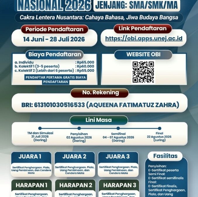 OBI Nasional 2026 Resmi Dibuka, Wadah Pelajar Indonesia Mengukir Prestasi Bahasa