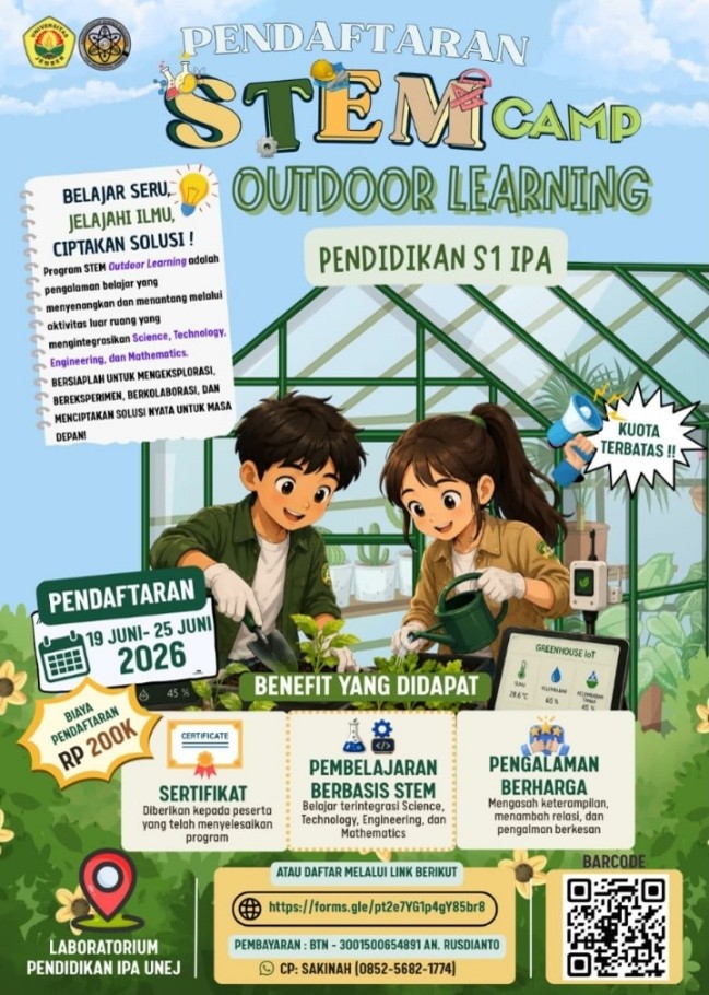 STEM Camp Outdoor Learning Pendidikan S1 IPA UNEJ Dibuka, Tawarkan Pengalaman Belajar Berbasis STEM di Alam Terbuka