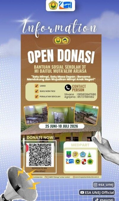 HMPS Biologi Tumba-Lumba Buka Donasi untuk Sekolah 3T MI Baitul Muta’allim Arjasa