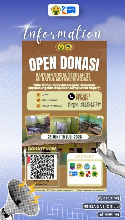HMPS Biologi Tumba-Lumba Buka Donasi untuk Sekolah 3T MI Baitul Muta’allim Arjasa